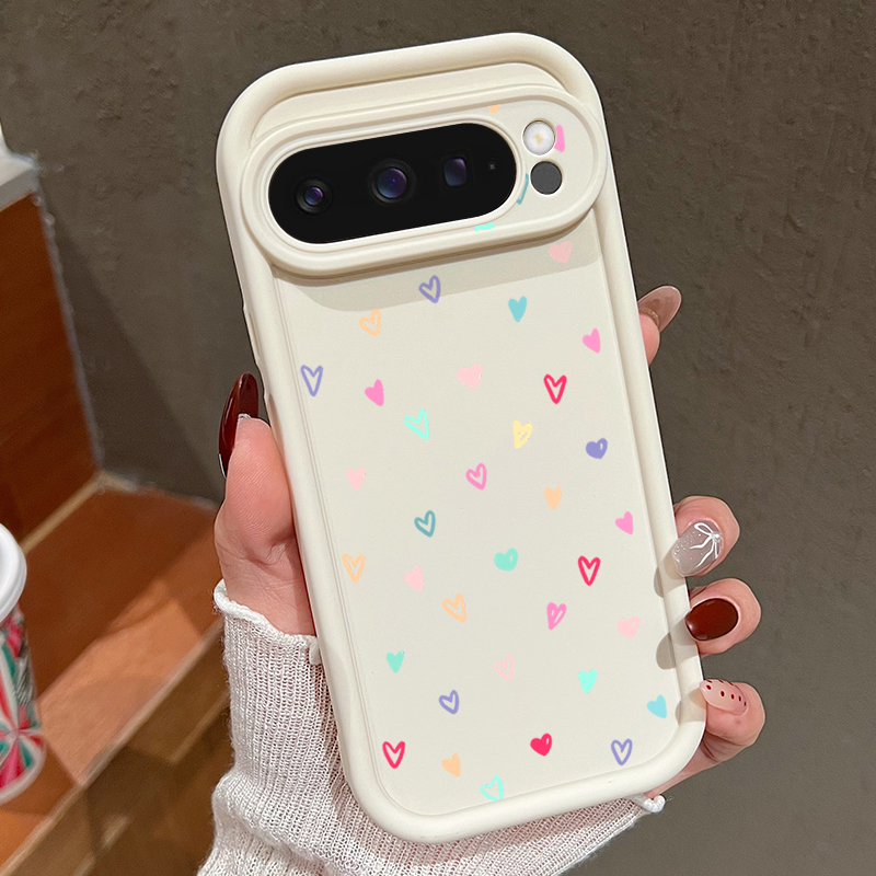 Phone Cases Google Pixel 9 - Colorful Little Hearts Soft Case For