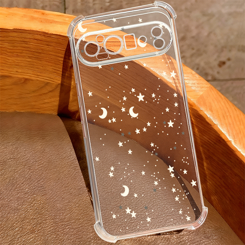 Phone Cases Google Pixel 9 - Star Moon Pattern Transparent Phone Case