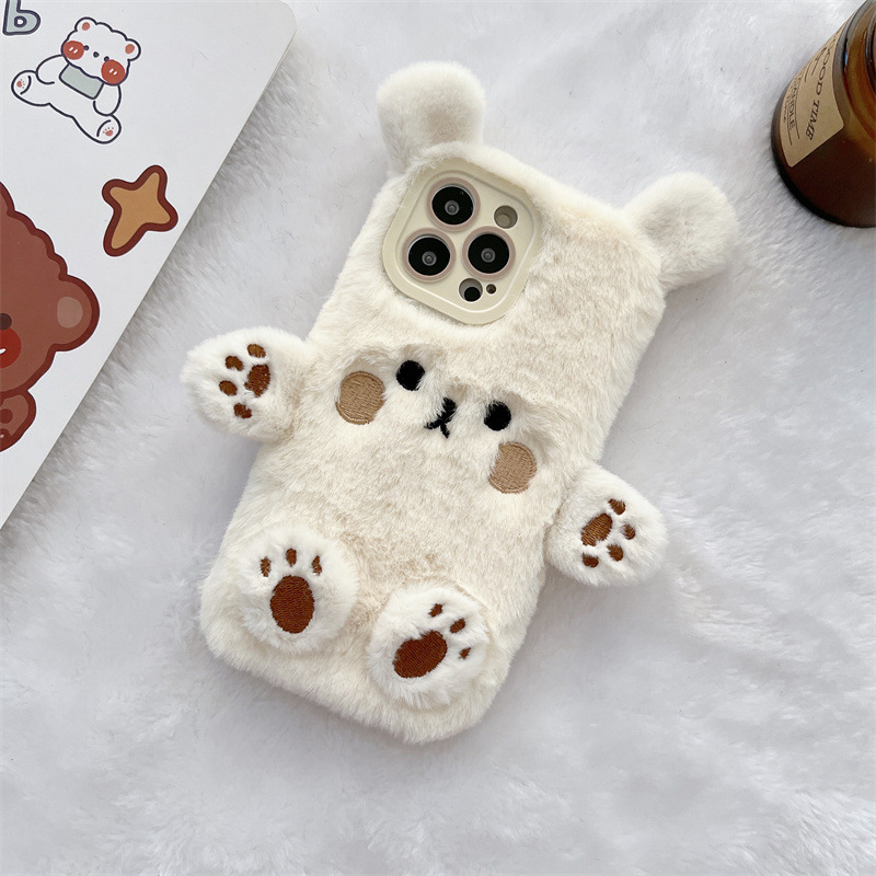 Korean 3D Cartoon Bear Fluffy  - Phone Cases Iphone 15 评论和价格