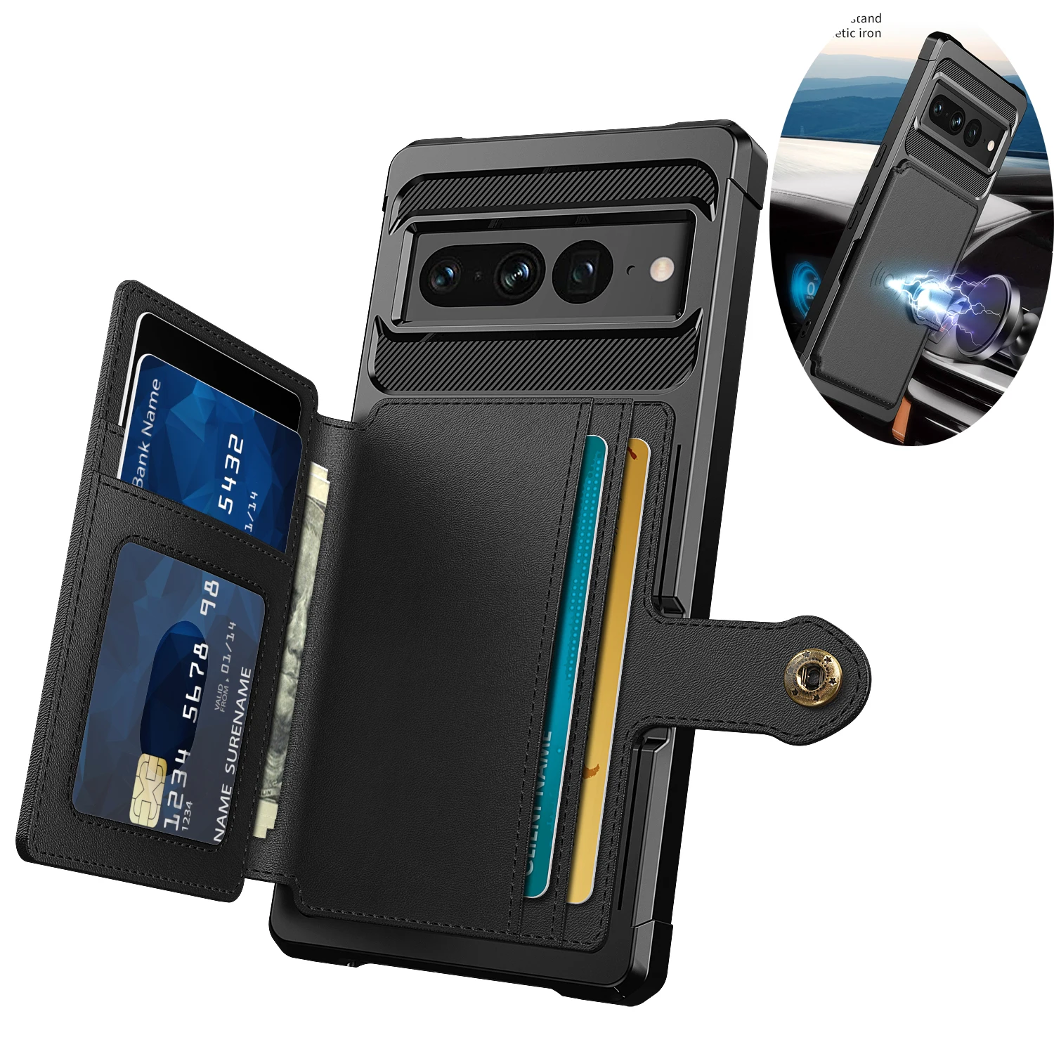 Leather Wallet Cards Solt Magn - Phone Cases Google Pixel 9 评论和价格