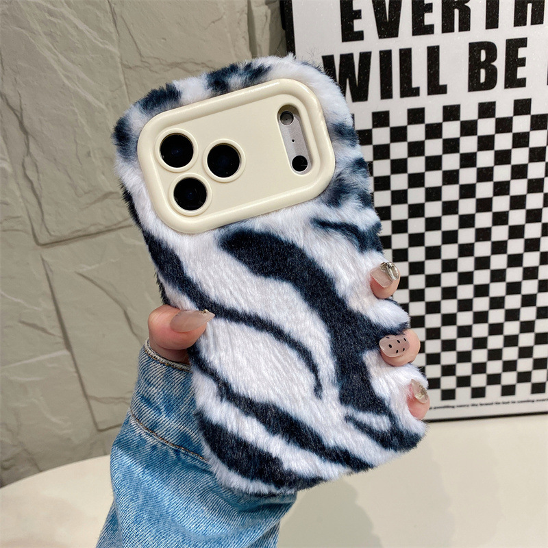 Luxury Zebra Pattern Fluffy Pl - Phone Cases Iphone 15 评论和价格