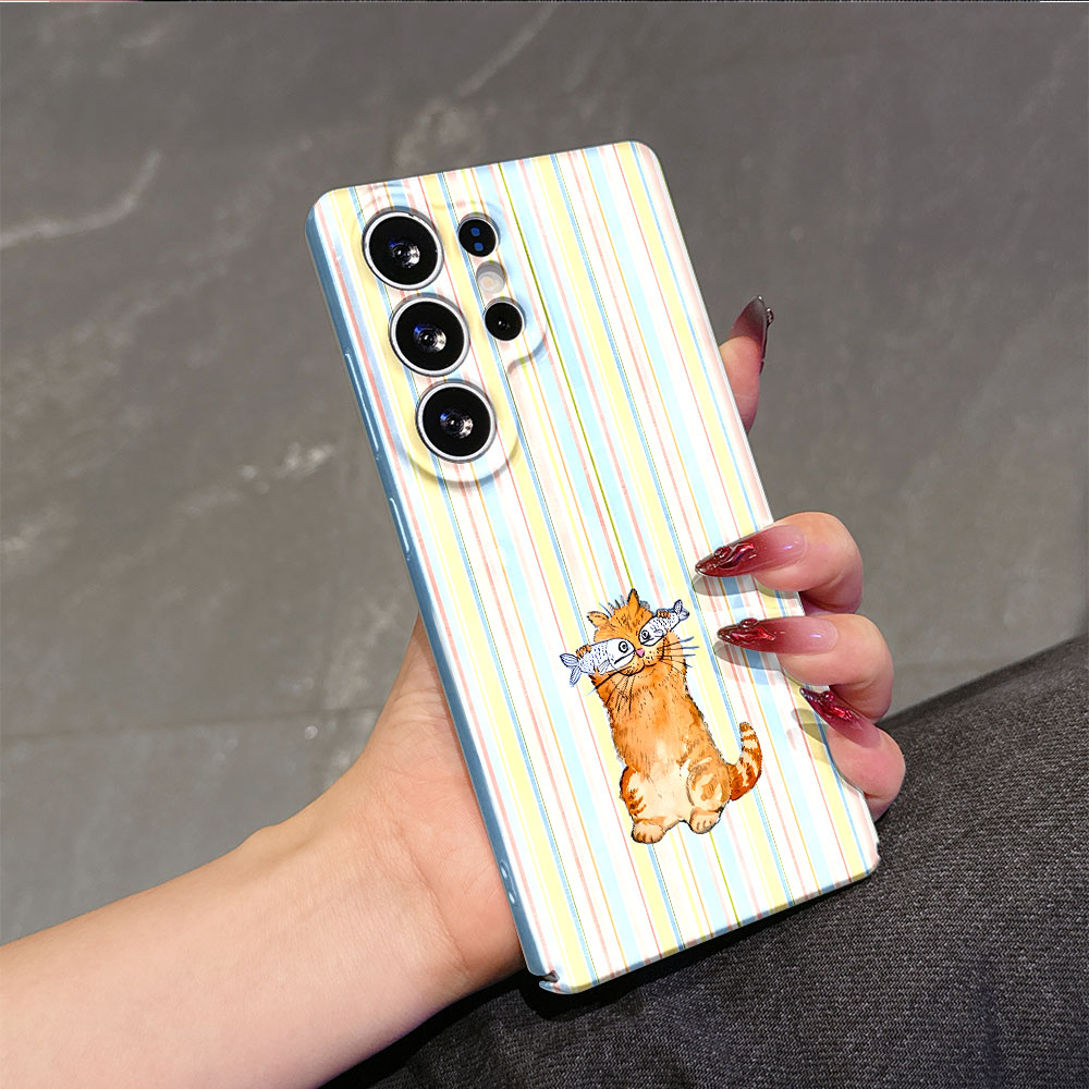 Funny Cat With Fish Stripe Pho - Phone Cases Galaxy S25 评论和价格