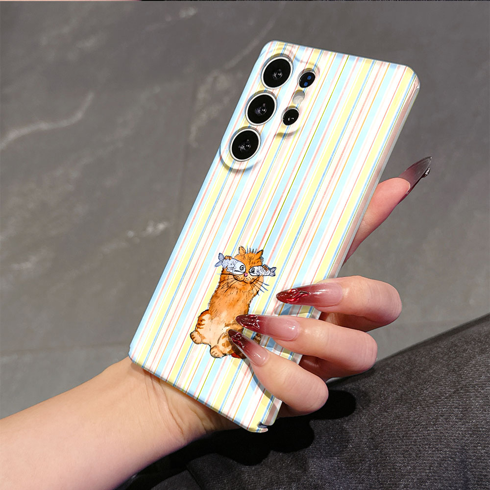 Funny Cat With Fish Stripe Pho - Phone Cases Galaxy S25 评论和价格